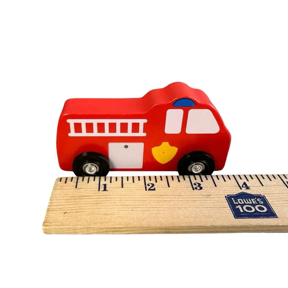 Melissa & Doug Emergency Vehicle Wooden Toy Car Set Fire Truck Police Pretend ￼